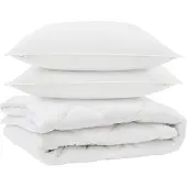 vidaXL Seizoensdekbedset met kussens, 3 stuks, wit, microvezel