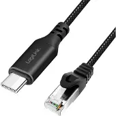Logilink USB 3.2 Gen 1 (USB 3.0) Adapterkabel [1x USB-C USB 3.2 (Gen 1) - 1x RJ45-stekker 8p8c] CU0415 7.50 m Folie afscherming