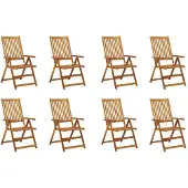 vidaXL Tuinstoelen 8 st inklapbaar met kussens massief acaciahout