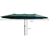 Akord Grote Tuinparasol TILIA / Buitenparasol / Verstelbare Hoogte / UV-bescherming, Waterdicht / Donkergroen / 460 x 270 x 245 cm