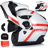 LS2 Helmets FF908 STROBE II AUTOX Wit Rood-06 Systeemhelm Maat XS