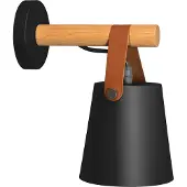Toolight Wandlamp - Metaal en hout - Zwart - E27 fitting - Modern design