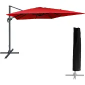 Happy Garden Vierkante MOLOKAI parasol 3x3m rood + hoes