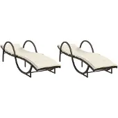 vidaXL Ligstoelen 2 st met kussens poly rattan bruin
