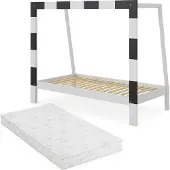 VitaliSpa Voetbaldoel Kinderbed – 80x160 cm met matras Wit