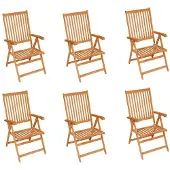 vidaXL Tuinstoelen 6 st met koningsblauwe kussens massief teakhout
