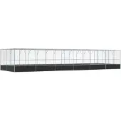 vidaXL Volière met verlengstuk 1246x414x212 m staal zilverkleurig