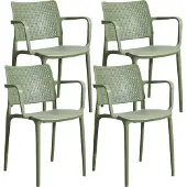 Oviala - Set van 4 cactusgroene kunststof terrasstoelen - Riga