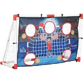 HOMCOM -Voetbaltrainingsnet-Kunststof-116x48x76cm-Wit