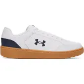 Under Armour , officiële uitvoering, wit met bruin rubberen zool, gewassen marineblauw, maat EU 42,5
