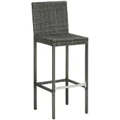 vidaXL Tuinbarkrukken met kussens 4 st poly rattan grijs