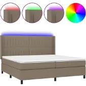 vidaXL Boxspringbed met matras en LED-verlichting, taupekleurig, 200x200 cm, gestoffeerd
