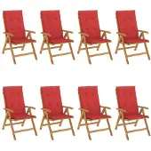 vidaXL Tuinstoelen 8 st verstelbaar met kussens massief teakhout