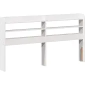 vidaXL Hoofdbord met schappen 135 cm massief grenenhout wit