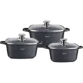 KINGHOFF 1607 - Braadpannen set - 6 delig - marmeren coating
