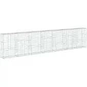 vidaXL Gabion met deksel, 700x50x150 cm, verzinkt staal