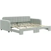 vidaXL Slaapbank met onderschuifbed 90x190 cm fluweel lichtgrijs