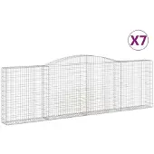 vidaXL Gabionen met boogvorm, 7 stuks, 400x30x120/140 cm, verzinkt staal