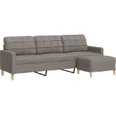 vidaXL Driezitsbank met voetenbank 210 cm stof taupe