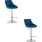 Leobert KAST kruk - marineblauw fluweel / chromen onderstel x 2