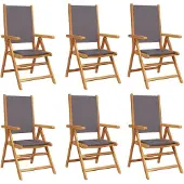 vidaXL Tuinstoelen 6 st verstelbaar hout en stof antracietkleurig