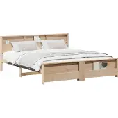 vidaXL Bedframe met plank Bruin 200 x 200 cm Massief grenenhout