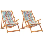 vidaXL Strandstoelen 2 st inklapbaar stof meerkleurig