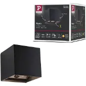 Paulmann Nyara LED buiten wandlamp op accu, zwart, 10 cm, sensor, IP44, zwart, Badkamer, Aluminium, Modern, Wandlamp buiten