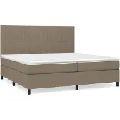 vidaXL Boxspring met matras stof taupe 200x200 cm