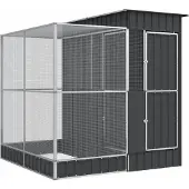 vidaXL Volière met verlengstuk zilver 209x203x216 cm staal