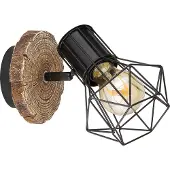 Globo Opbouwspot / Wandspot PRISKA 1-lichts Hout E27 38cm