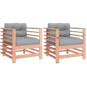 vidaXL Tuinstoelen 2 st met kussens massief douglashout