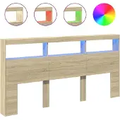 vidaXL Hoofdbordkast met LED-verlichting 200x17x102 cm sonoma eiken