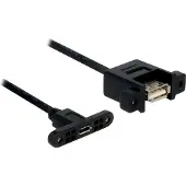 DeLOCK 1m, USB2.0 Micro-B/USB2.0-A, 1 meter, USB A, Micro-USB B, USB 2.0, Vrouwelijke/vrouwelijke connector, Zwart