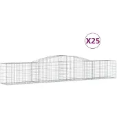 vidaXL Gabionen met boogvorm, 25 stuks, 400x50x60/80 cm, verzinkt staal