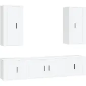 vidaXL 5-delige Tv-meubelset bewerkt hout wit