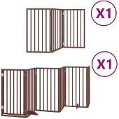 vidaXL Hondenhek inklapbaar 9 panelen 450 cm populierenhout bruin