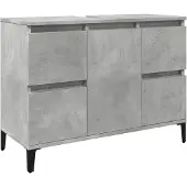 vidaXL Wastafelkast 80x33x60 cm bewerkt hout betongrijs