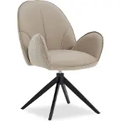 Homestyle4u Eetkamerstoel, draaibaar, gestoffeerde stoel met armleuningen, bouclé-leer, beige, draaistoel, eetkamerfauteuil, modern, armleuningsstoel