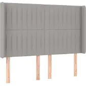 vidaXL Hoofdbord met randen 147x16x118/128 cm stof lichtgrijs