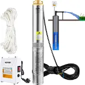 Vevor 4" diepe bronpomp 1100W bronpomp 190L/min dompelpomp max. opvoerhoogte 57m leidingpomp 230V 50Hz zandpomp IP68 waterpomp 0-40℃ pomp Ideaal voor irrigatiewatervoorziening afvoer