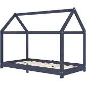vidaXL Kinderbedframe massief grenenhout grijs 80x160 cm