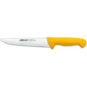 Arcos Fleischmes , model Prof 294800, gemaakt van roestvrij staal Nitrum en mango van ergonomisch polypropyleen. Geel, met een lemmet van 20 cm. Geschikt voor presentatie in een vitrine