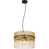 Globo Lighting Zwarte hanglamp Gorley met amberglas Ø 40cm