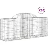 vidaXL Gabionen met boogvorm, 30 stuks, 200x50x80/100 cm, verzinkt staal