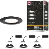 Paulmann Nova Plus Coin vast, 3-delig, zwart, IP44, 2700K, dimbaar Coin,, zwart, Hal, Aluminium, Modern