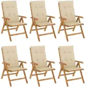 vidaXL Tuinstoelen 6 st verstelbaar met kussens massief teakhout