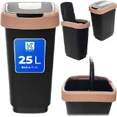 Kadax Morin 25L afvalbak met draaiklep, zwart en bruin
