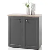 Möbelando Bijzetkastje Norah 82cm met 2 deuren - grijs/bruin