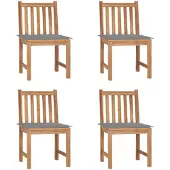 vidaXL Tuinstoelen 4 st met kussens massief teakhout